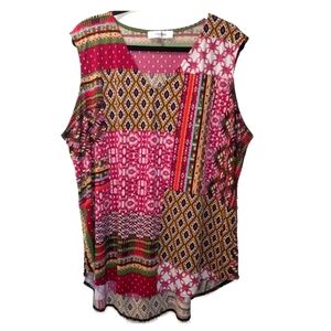 Jones Studio Patchwork Top Blouse WomanPlus 3X Boho Coastal Cowgirl Festival Y2k